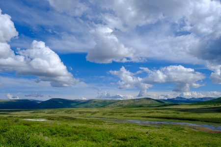 View above river, nature landscape. Buryatia. Siberia.の写真素材