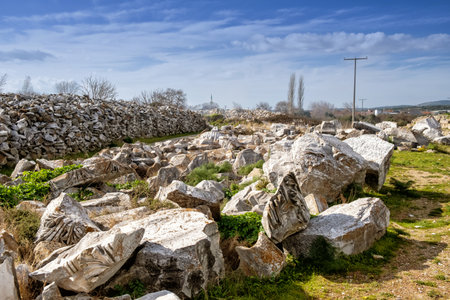 Kyzikos Ancient City ruins in Erdek Town of Turkeyの写真素材
