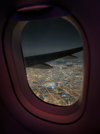 Aerial view of Moscow at night.の写真素材