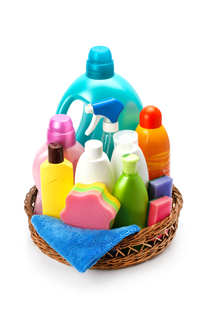 detergents and cleaning products isolated on whiteの写真素材