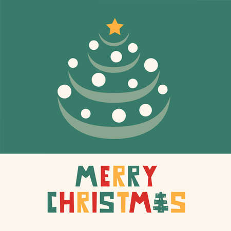 Square Merry Christmas greeting card. Trendy Winter Holidays art template suitable for social media posts, banner design, and web ads.のイラスト素材