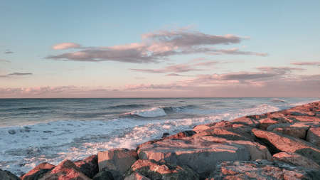 Seascape of rocky beach. Black sea, Batumi