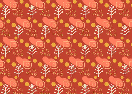 Hand-drawn floral background. Seamless pattern with abstract simple shapes for print, fabric,...
