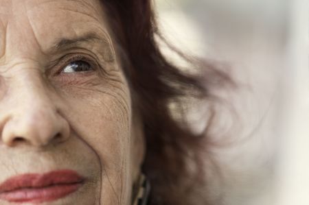 old lady-focus on the eyeの写真素材