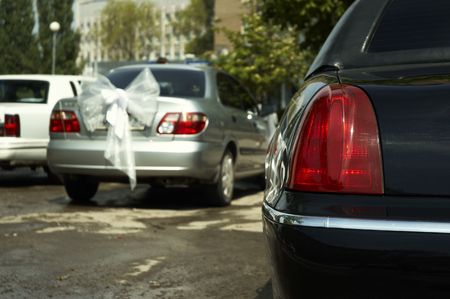 wedding cars(special photo f/x,focus point on the  head lamp)の写真素材