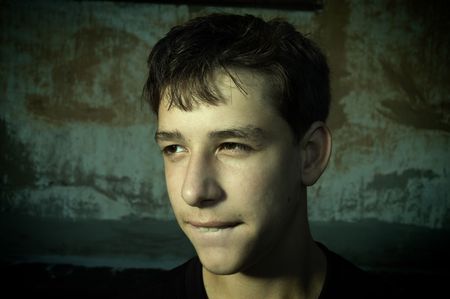 streetboy (special photo f/x with vennetting)の写真素材