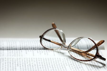 eye-glasses on the textの写真素材