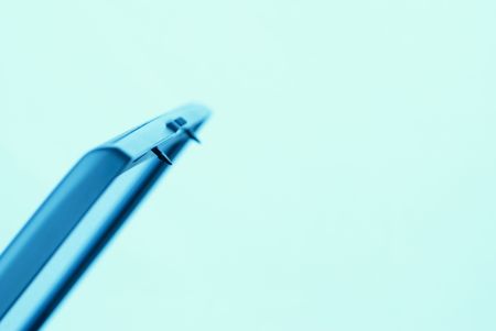 screen of the laptop(special blue tone ,focus point on the nearest locking part)の写真素材