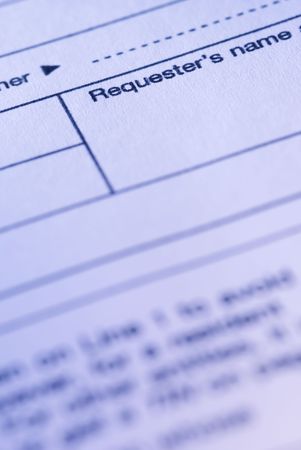 part of id form (special blue photo f/x, focus point on the word (reques))の写真素材