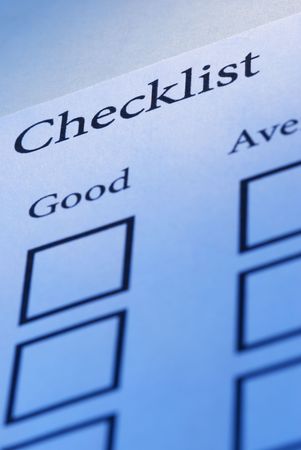 checklist (focus point on the Checklist(word),special blue toned photo f/x)