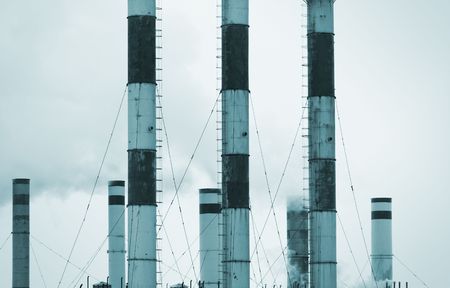 factory tubing (special blue photo toned f/x with vignetting, focus on the center of photo )の写真素材