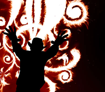 fire man (made from my images, special fire f/x)の写真素材