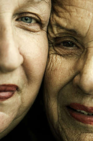 Happy mother and daughter(special toned , focus point on senior eye)の写真素材
