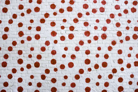 red circles on bricks, special toned ,focus point on center