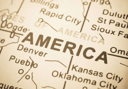 old map (special sepia toned f/x, focus point on America (selective))の写真素材