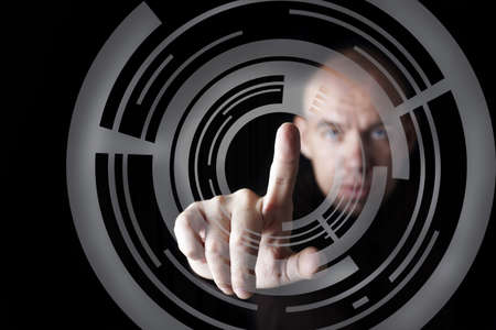 new technology (graphic designs made by me, focus point on nearest part of hand)の写真素材