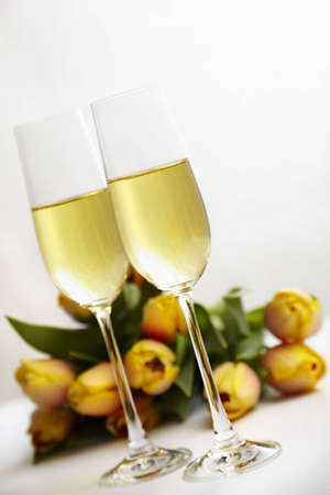 flowers and champagneの写真素材