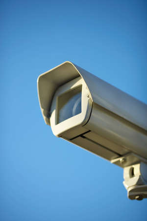 street camera on with Blue Sky as copy space, selective focus on nearest part, natural lightの写真素材