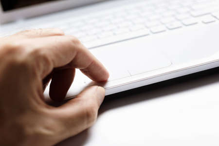 man working on laptop の写真素材