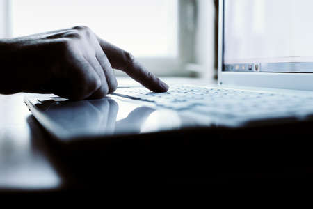 work on the laptopの写真素材