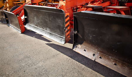 Heavy construction machines in mint condition ,focus on nearest の写真素材