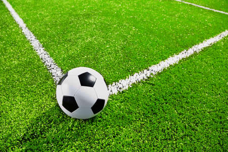 Corner of soccer field with the ballの写真素材