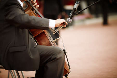 man playing celloの写真素材