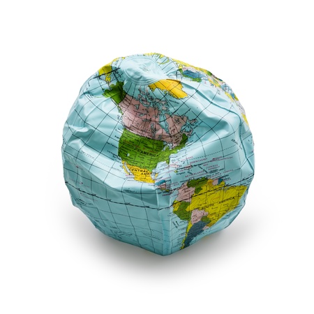 deflated earth isolated on white background with soft shadow の写真素材