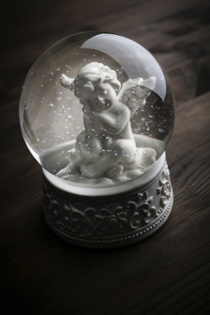 snow globe with snow flakes,beautiful holiday conceptの写真素材