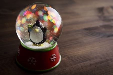 snow globe with snow flakes,beautiful holiday conceptの写真素材