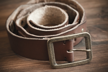 leather belt in close-upの写真素材