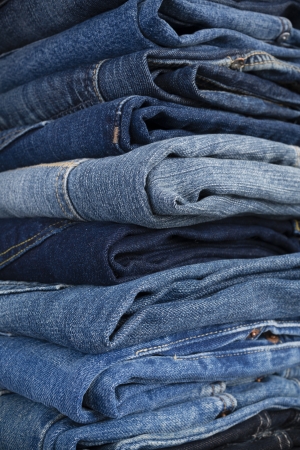 Blue Jeans background, selective focus on nearestの写真素材