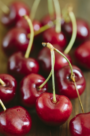 Cherry in closeup,selective focus on nearest partの写真素材