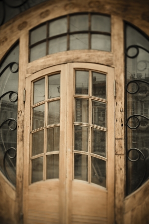 old door in modern style, tilt-shift blurの写真素材