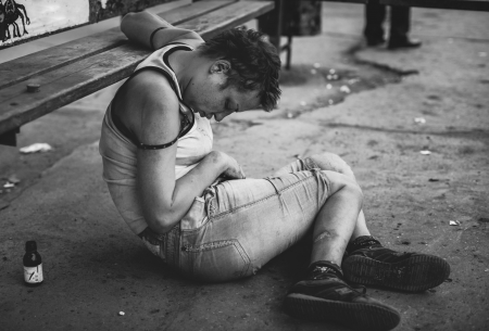 drunken teenage girl  sleeping at  the  bus station area in Samara, Russiaのeditorial素材