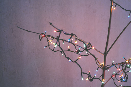 twigs and xmas garlandの写真素材