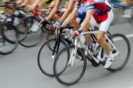 Bicycle Race in blurred motionの写真素材