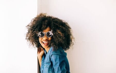 Portrait of young african american woman , natural soft lightの写真素材