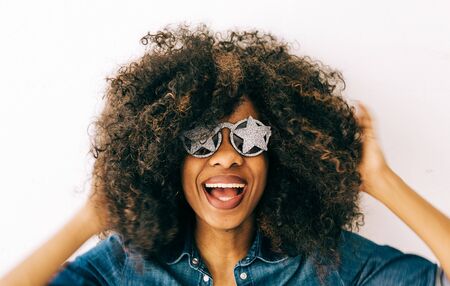 Portrait of young african american woman , natural soft lightの写真素材
