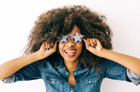 Portrait of young african american woman , natural soft lightの写真素材