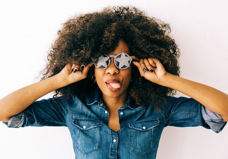 Portrait of young african american woman , natural soft lightの写真素材