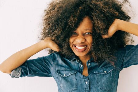 Portrait of young african american woman , natural soft lightの写真素材