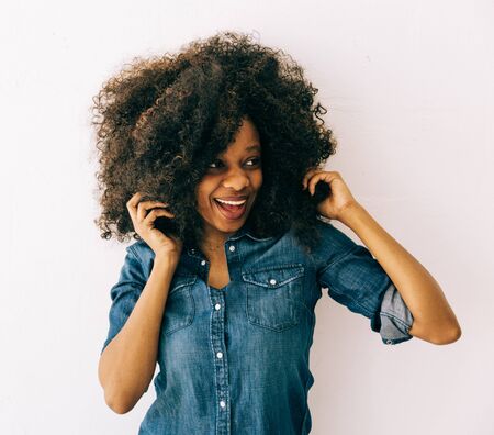 Portrait of young african american woman , natural soft lightの写真素材