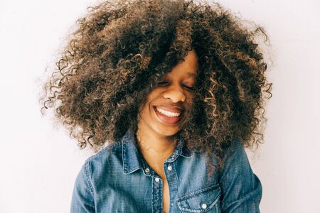 Portrait of young african american woman , natural soft lightの写真素材