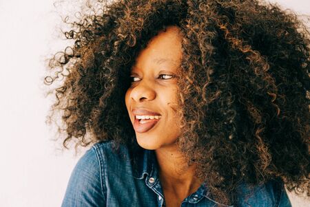 Portrait of young african american woman , natural soft lightの写真素材