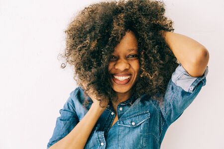 Portrait of young african american woman , natural soft lightの写真素材
