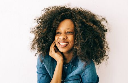 Portrait of young african american woman , natural soft lightの写真素材