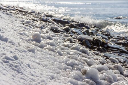 Russia, Anapa, winter shore of the Black Seaの写真素材