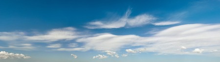 Panoramic picture of beautiful white clouds in the blue sky as texture. Creative concept idea...