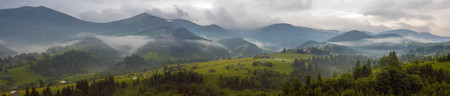 Fantastically beautiful morning in the Carpathians in the summer. amazing view of the mountain...
